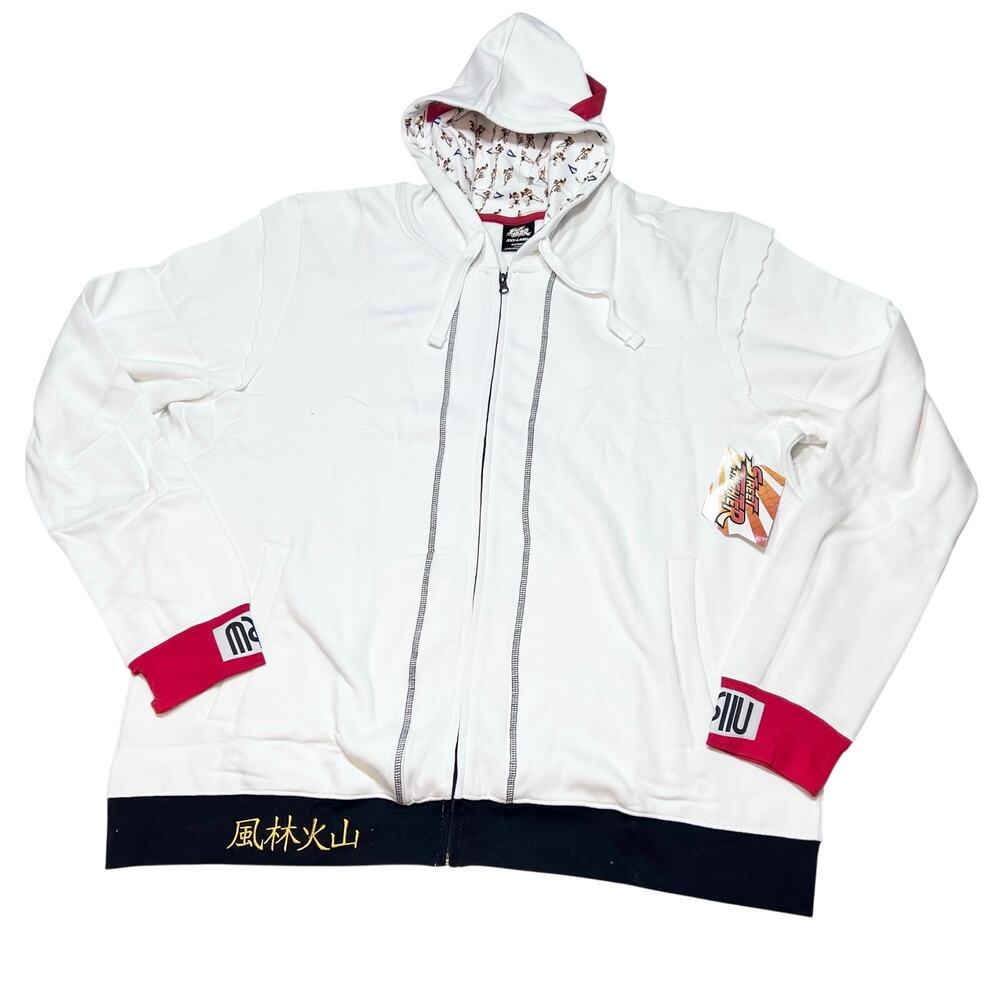 Capcom Street Fighter Ryu Gi-Style Full-Zip Hoodie Sweater White XXXL New